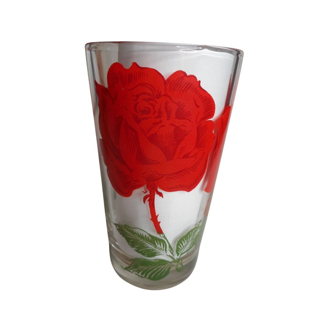 MCM Boscul Peanut Butter Drinking Juice Glass Tumbler Red Rose Estate 5" #4 - Picture 4 of 4